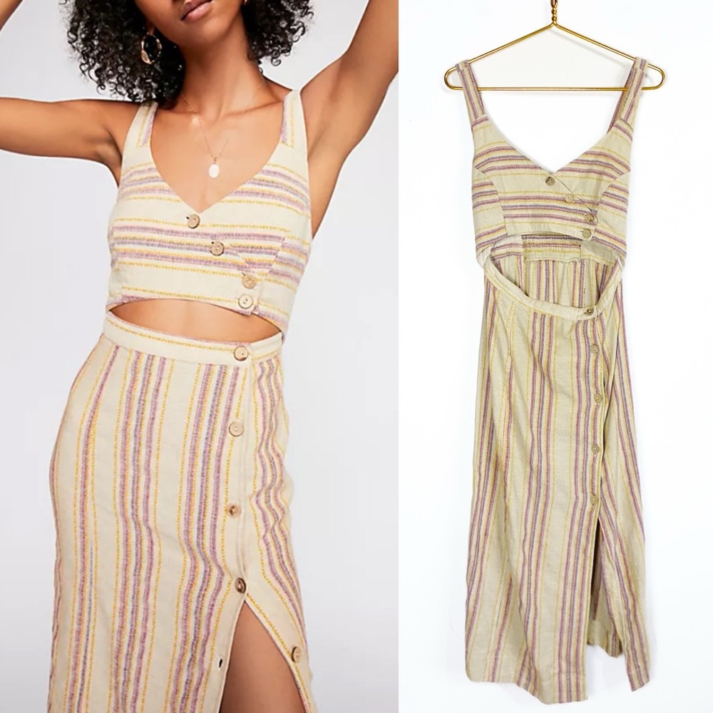 Free People Womens Ultraviolet Midi Dress Size S Cut out Bohemian